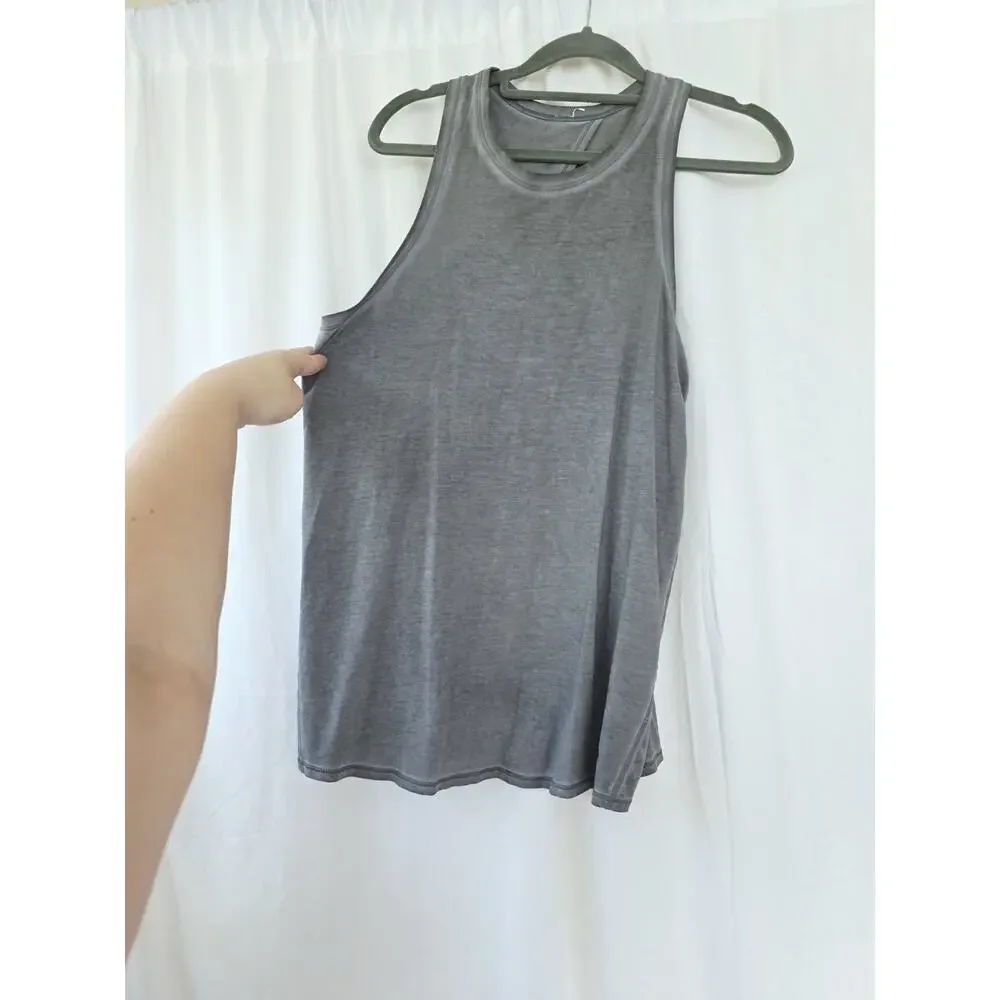 Lululemon Tank Size 6 Gray All Tied Up Split Back - Picture 2 of 6